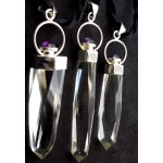 Fancy Cut Clear Quartz Gemstone with Amethyst Pendant